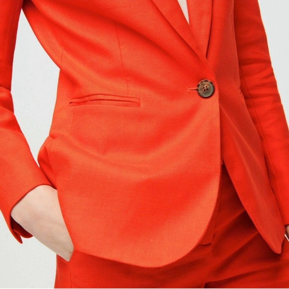 J. Crew Holland Linen-Blend One-Button Blazer in Flame Orange $178 Sz 22 - Picture 3 of 16